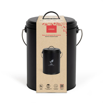 Seau à compost de cuisine 6 L Livoo – noir