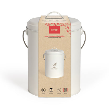 Seau à compost de cuisine 6 L Livoo – crème