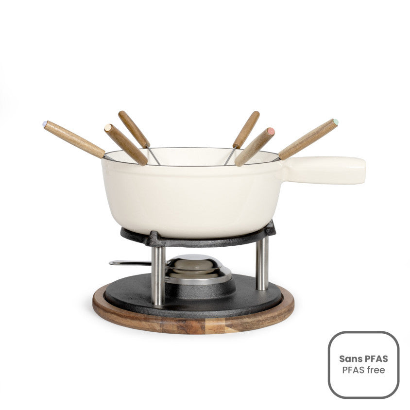 Service à fondue tradition Livoo – crème et crème