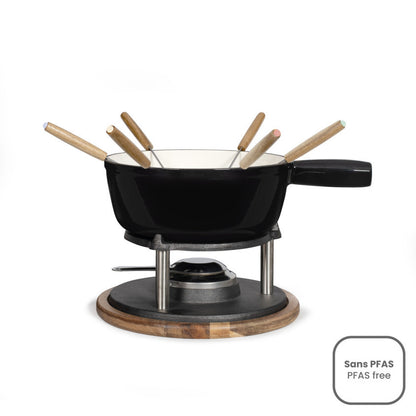 Service à fondue tradition Livoo – noir et crème