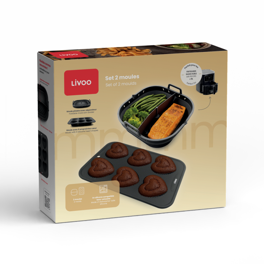 Set 2 moules en silicone Livoo – noir (réf. MEN442N)