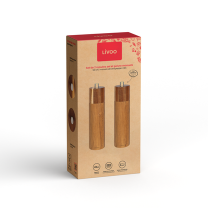 Set de 2 moulins sel et poivre manuels Livoo