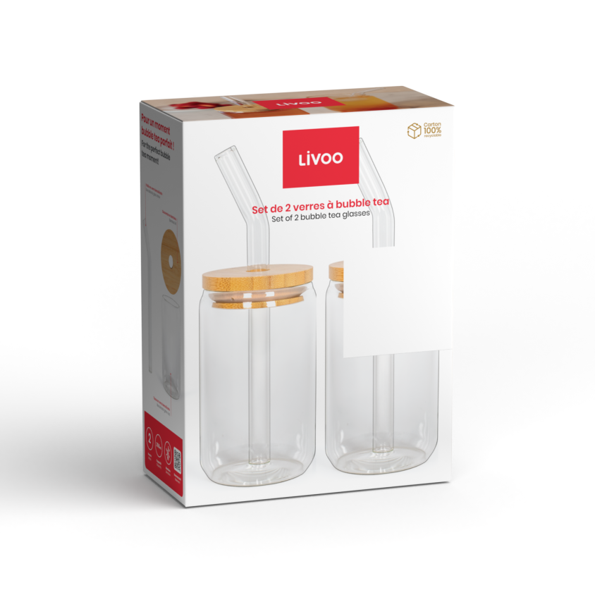 Set de 2 verres avec pailles Livoo