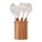 Set de 4 ustensiles avec pot Livoo – gris et bois