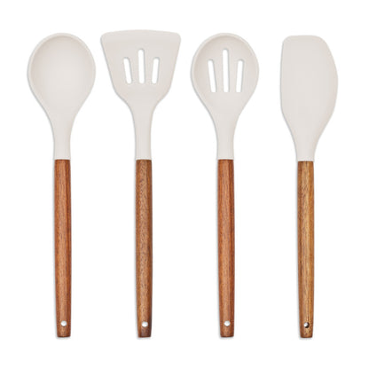 Set de 4 ustensiles avec pot Livoo – gris et bois