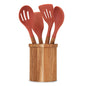 Set de 4 ustensiles avec pot Livoo – terracotta et bois
