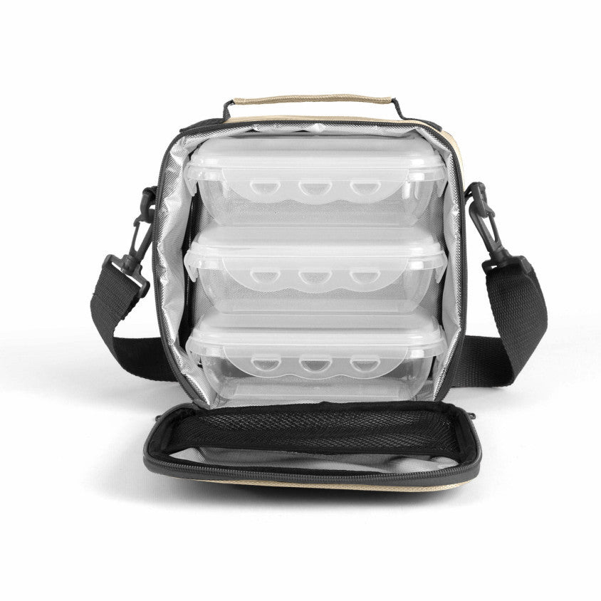 Set sacoche lunch box Livoo – beige et noir