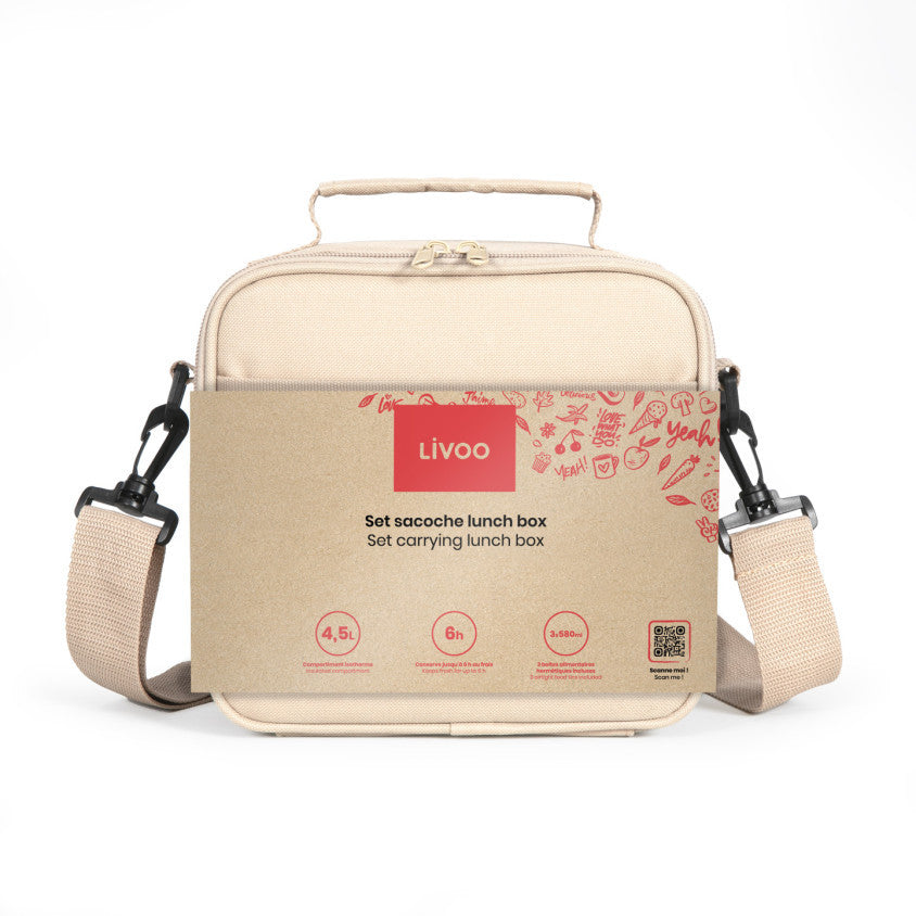 Set sacoche lunch box Livoo – crème et noir