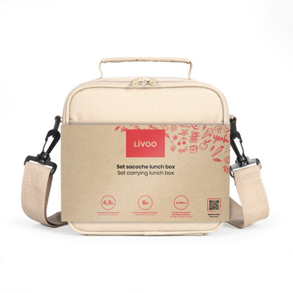 Set sacoche lunch box Livoo – crème et noir