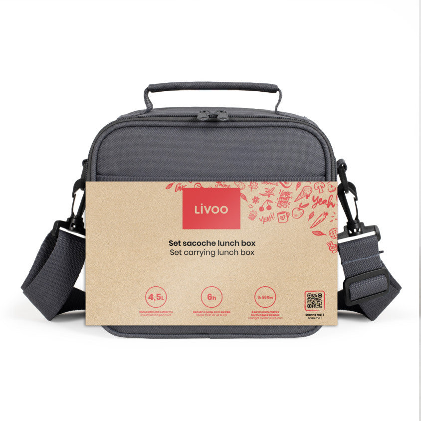 Set sacoche lunch box Livoo – gris