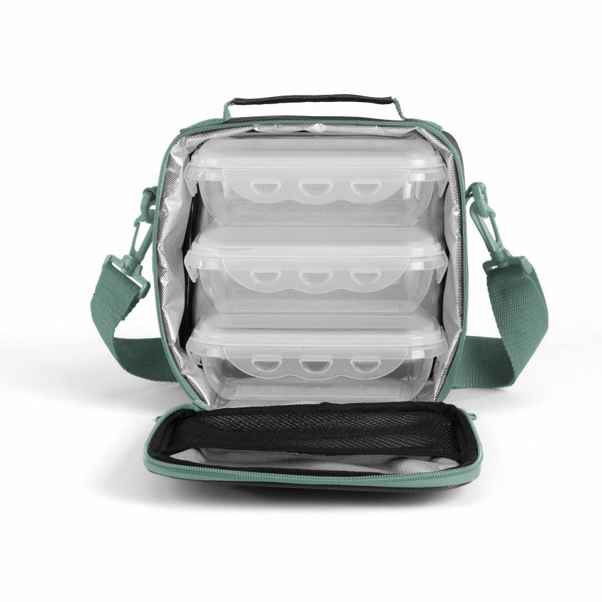 Set sacoche lunch box Livoo – gris et vert
