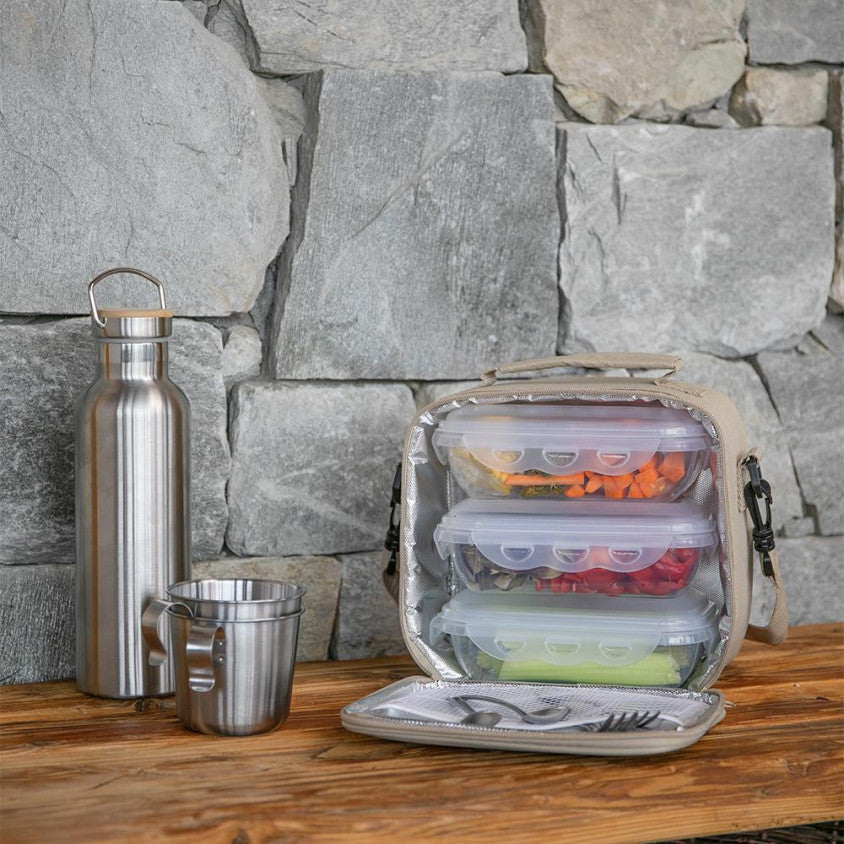 Set sacoche lunch box Livoo – crème et noir