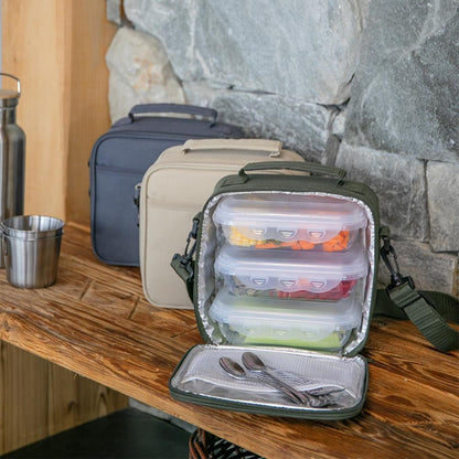 Set sacoche lunch box Livoo – crème et noir