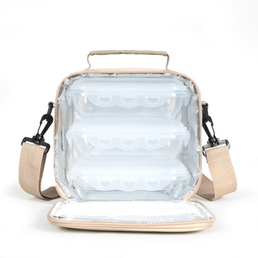 Set sacoche lunch box Livoo – crème et noir